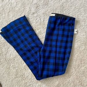 Anthropologie Maeve Margot Kick Flare Cropped Knit Pants Pull On Buffalo Check